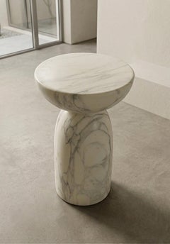 Dome, Calacatta Contemporary Designer Side Table, Limited Edition Made in Italy