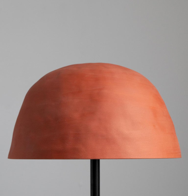 Dome Ceramic Table Lamp with Tan or Terracotta Shade For Sale at 1stDibs