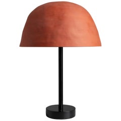 Dome Ceramic Table Lamp with Tan or Terracotta Shade and Painted Steel Base