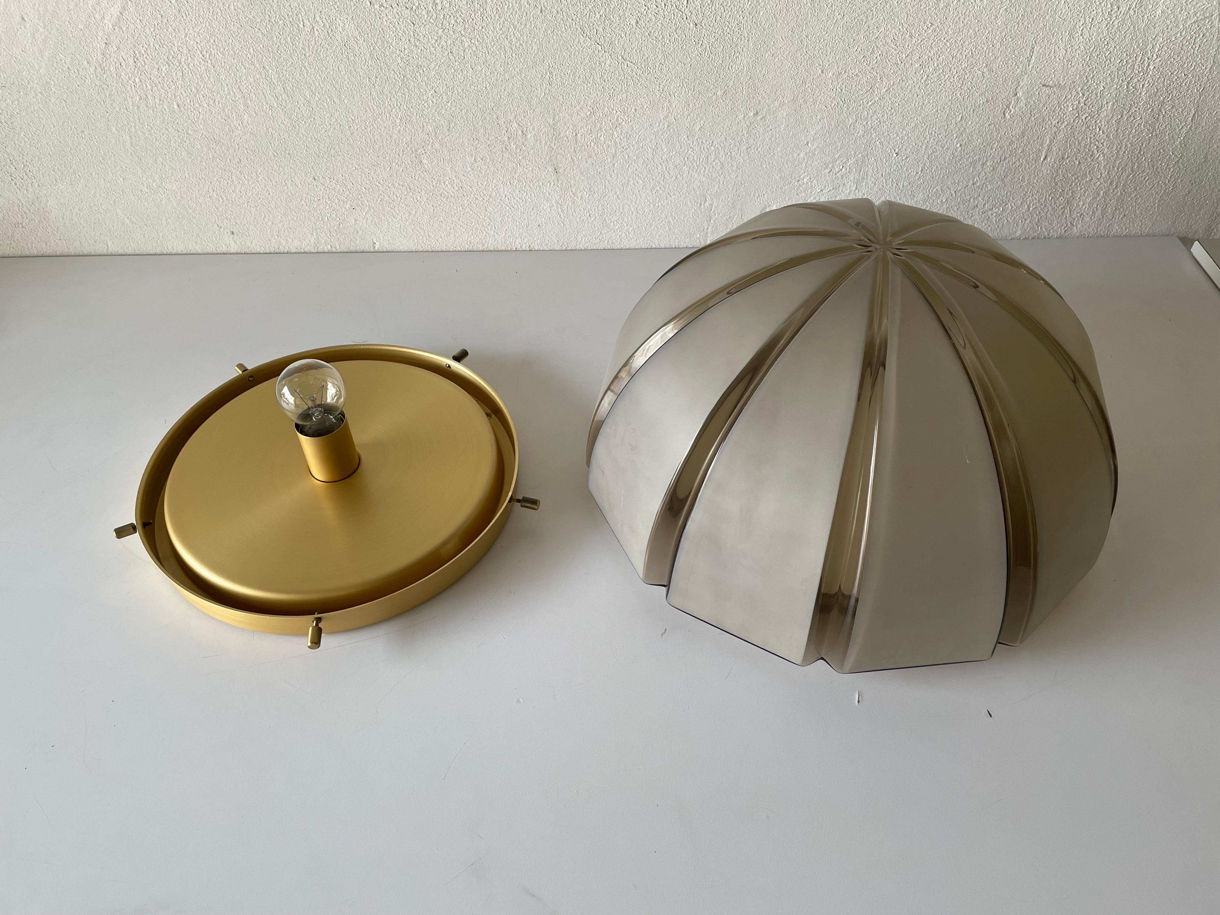 Dome Design Grey Glass Wall or Ceiling Lamp by Peill Putzler, 1970s, Germany For Sale 7
