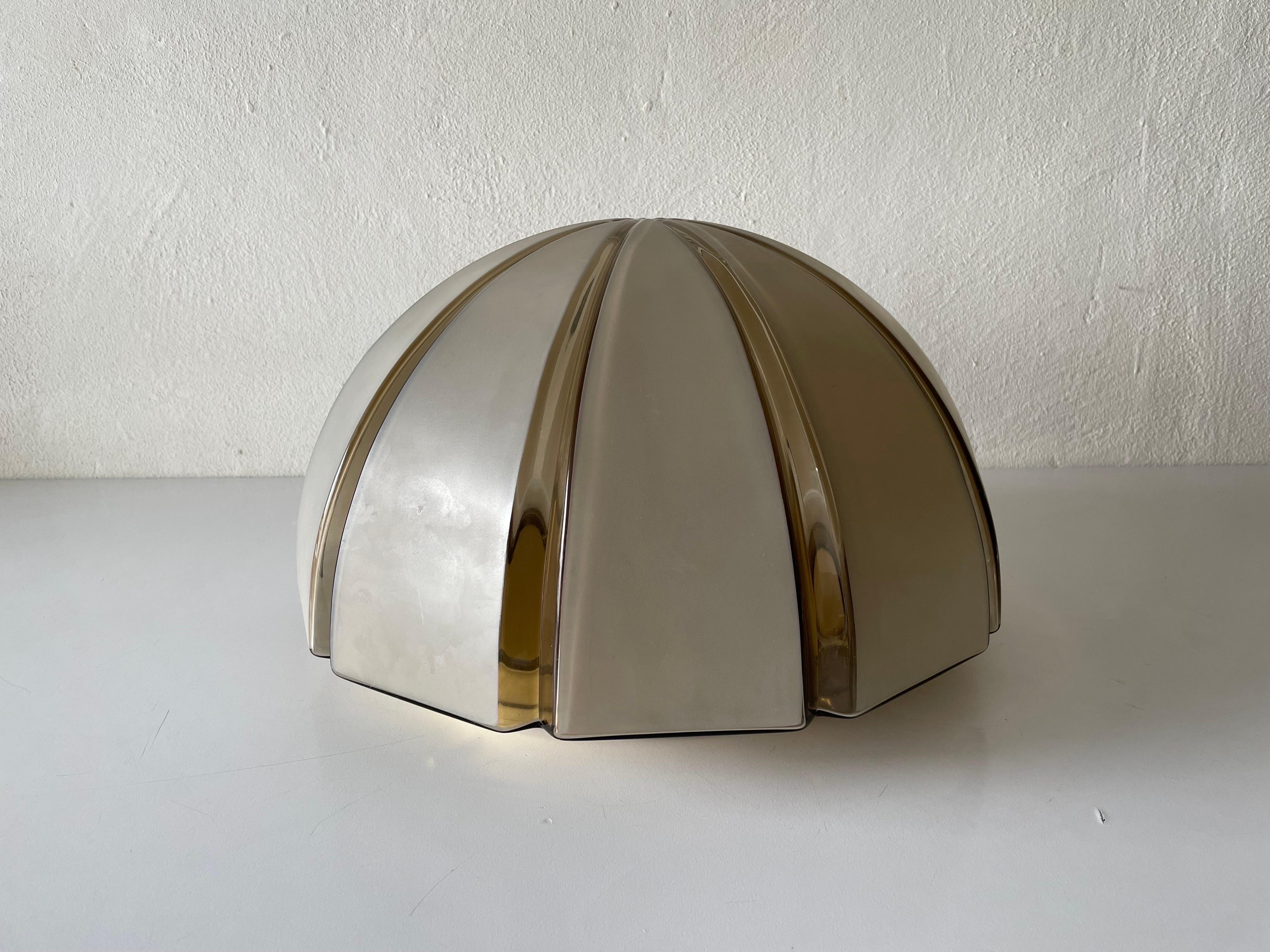 Mid-Century Modern Dome Design Grey Glass Wall or Ceiling Lamp by Peill Putzler, 1970s, Germany For Sale