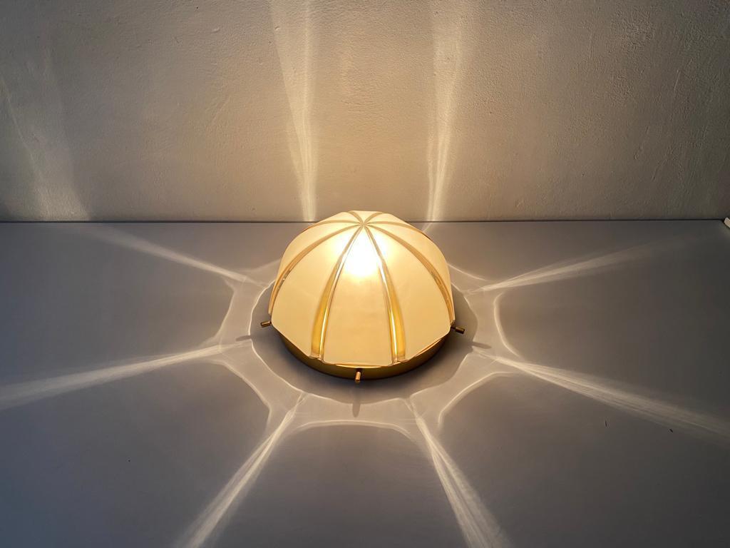 Dome Design Grey Glass Wall or Ceiling Lamp by Peill Putzler, 1970s, Germany In Good Condition In Hagenbach, DE