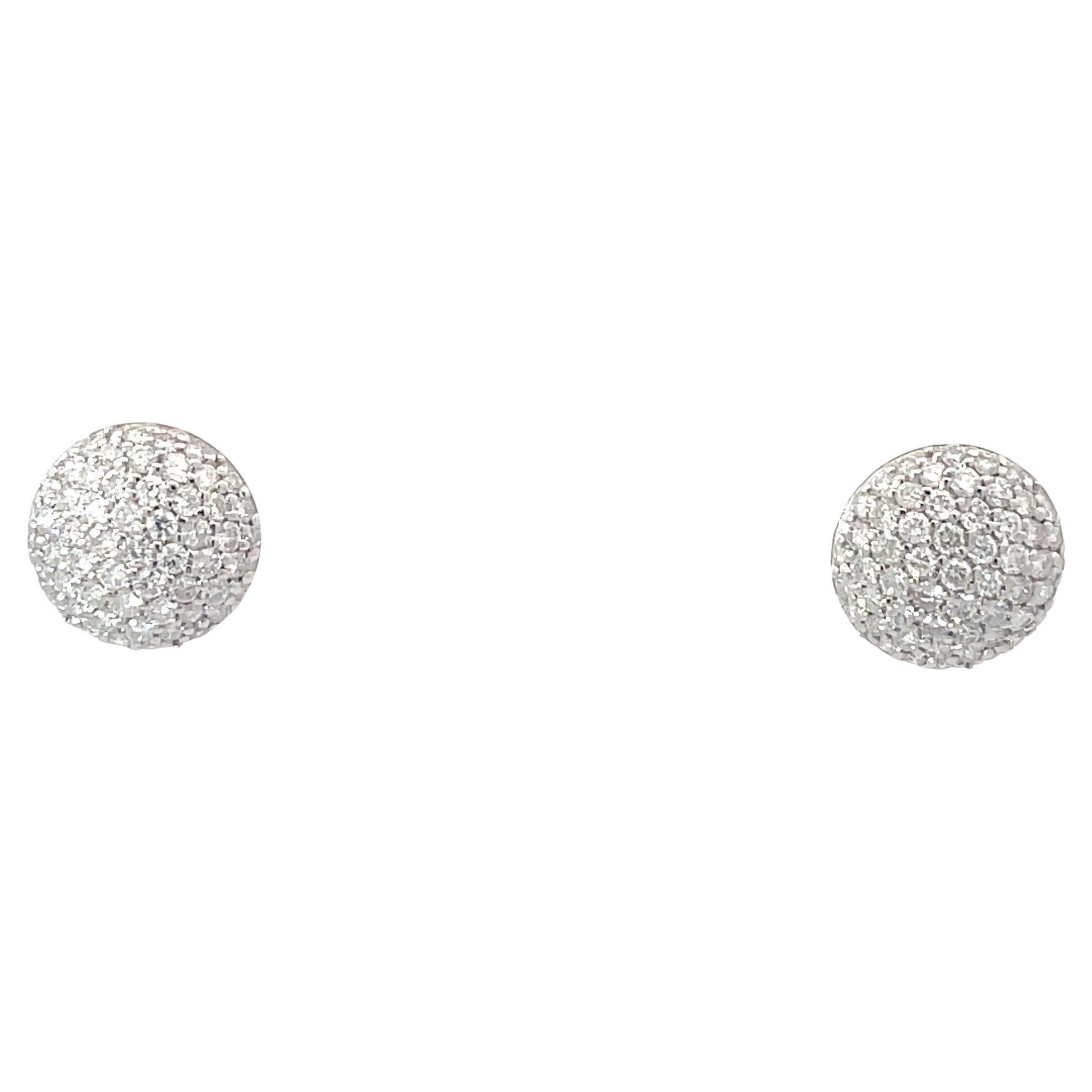 Dome Diamond Pavé 18K White Gold Stud Earrings