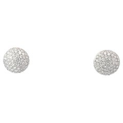 Dome Diamond Pavé 18K White Gold Stud Earrings