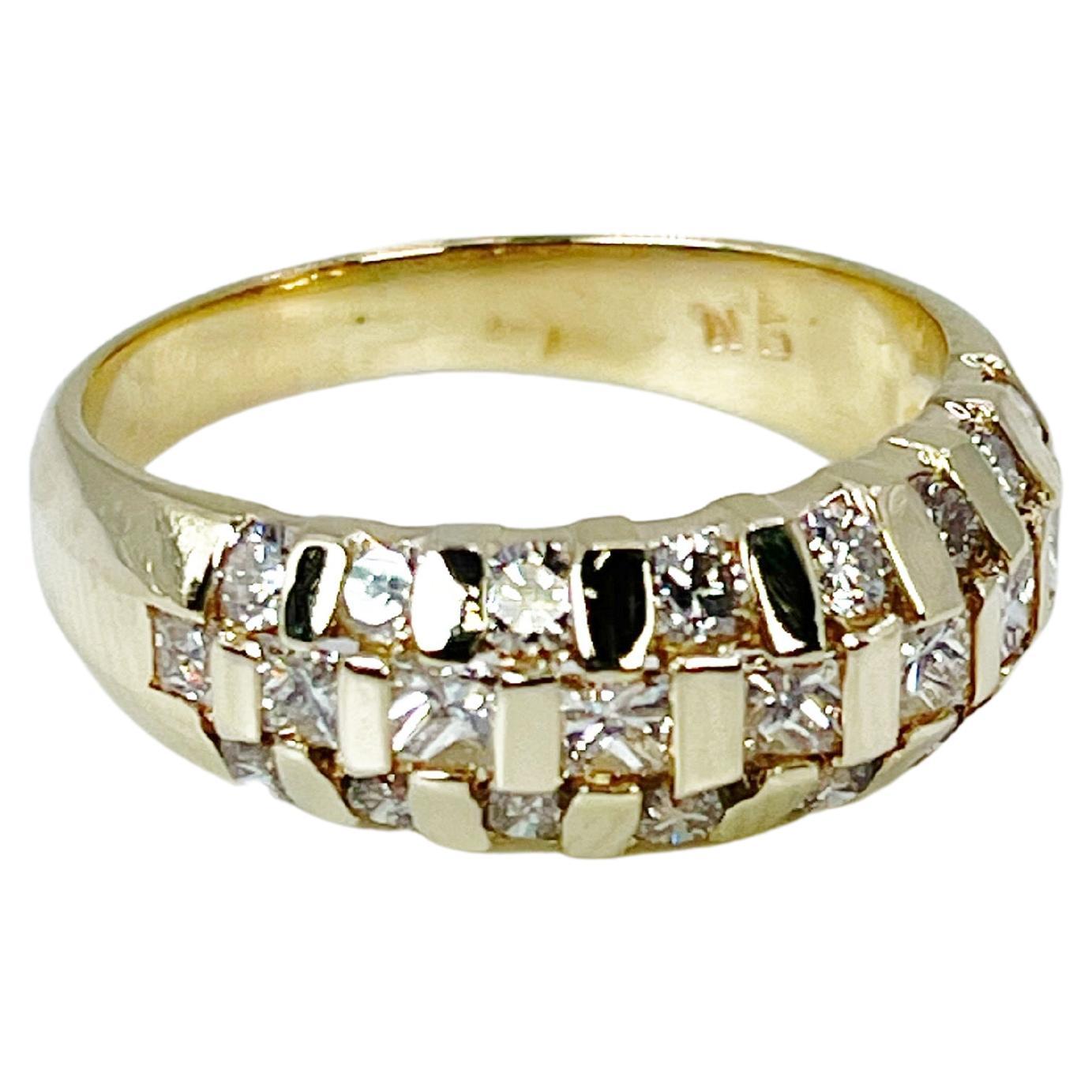 Dome Diamond ring 14KT yellow gold cocktail evening ring For Sale