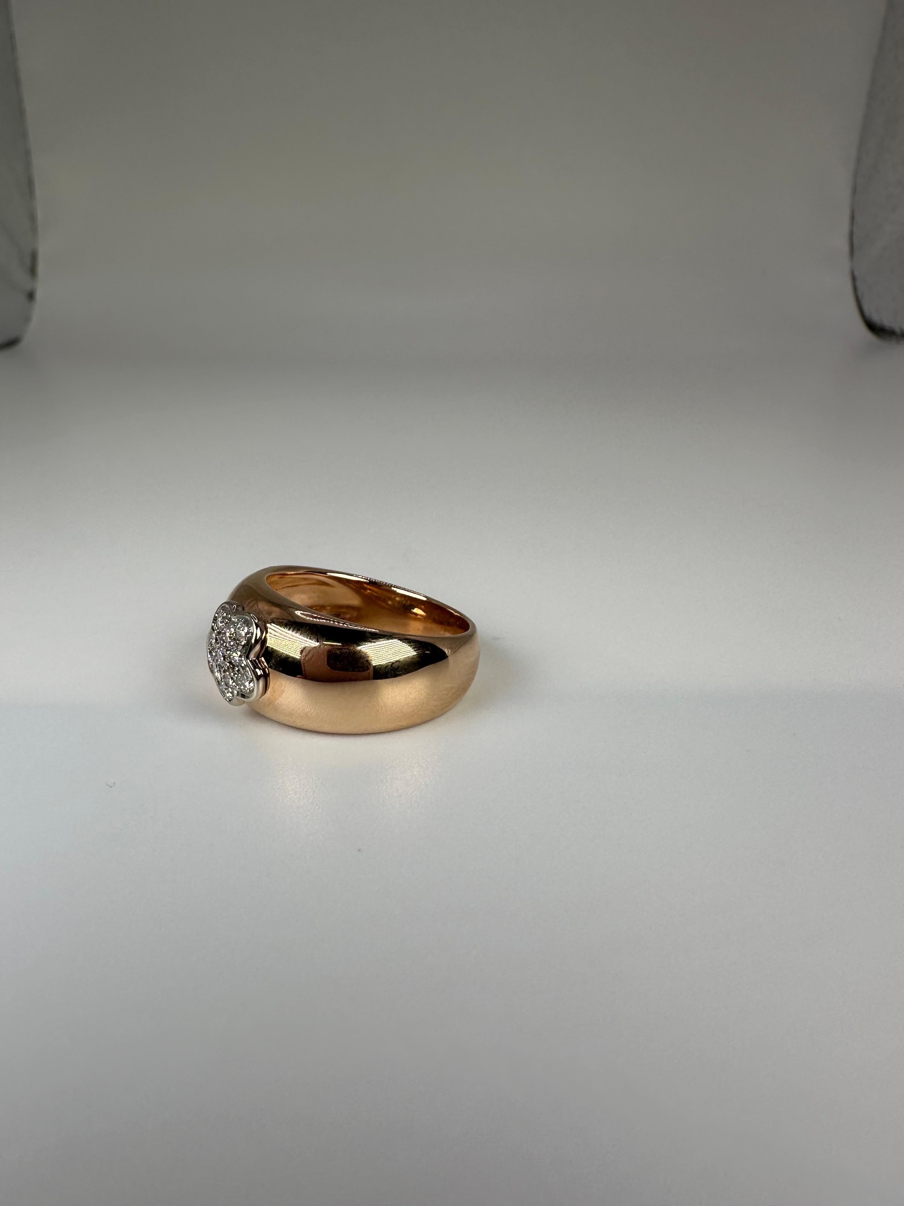 Women's or Men's Dome Diamond Ring 18 Karat Rose Gold Flower Diamond Ring For Sale
