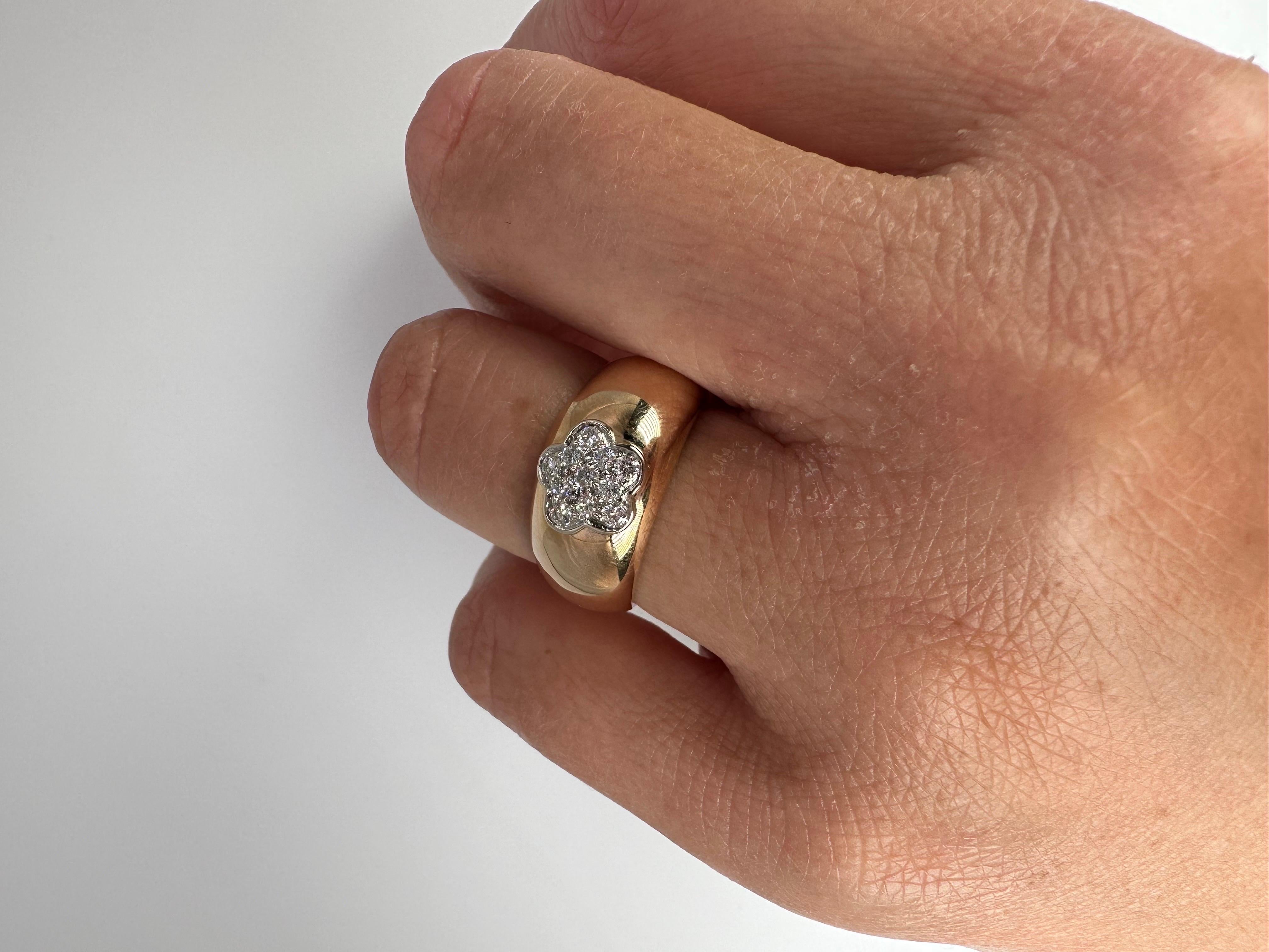Dome Diamond Ring 18 Karat Rose Gold Flower Diamond Ring For Sale 1