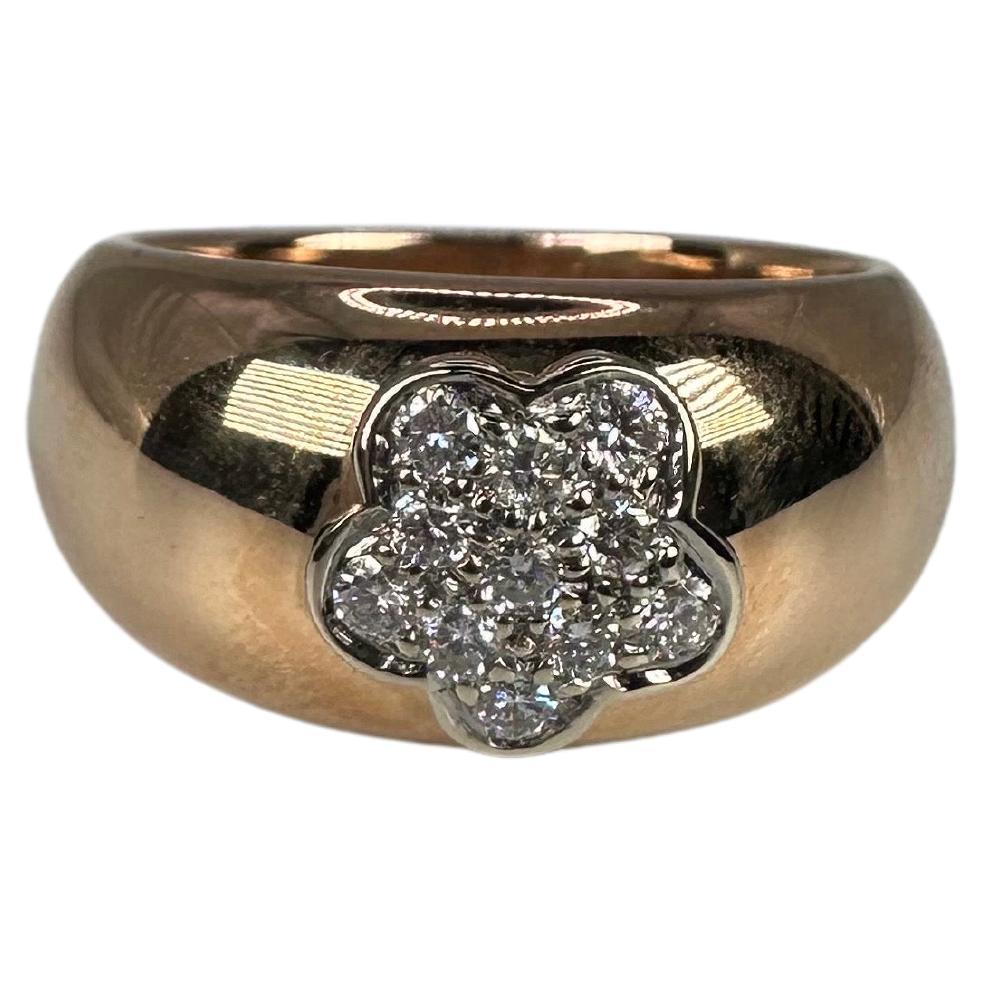 Dome Diamond Ring 18 Karat Rose Gold Flower Diamond Ring