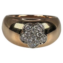 Dome Diamond Ring 18 Karat Rose Gold Flower Diamond Ring