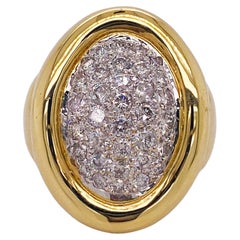 Dome Diamond Ring in 18k Yellow Gold w 1.27 Carat of Diamonds, Unique & Sturdy