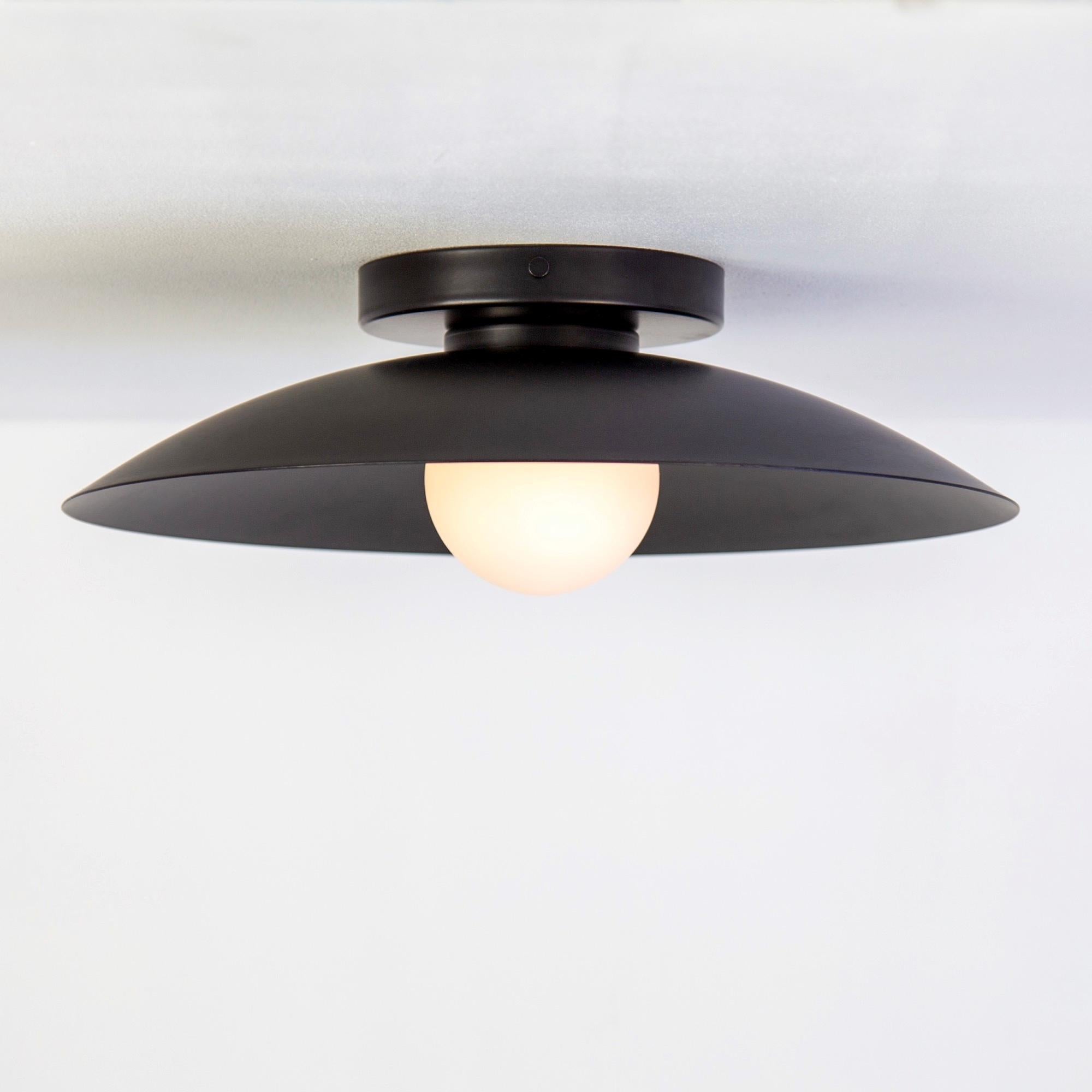 Powder-Coated Dome Flush Mount by Research.Lighting, Black, Made to Order For Sale