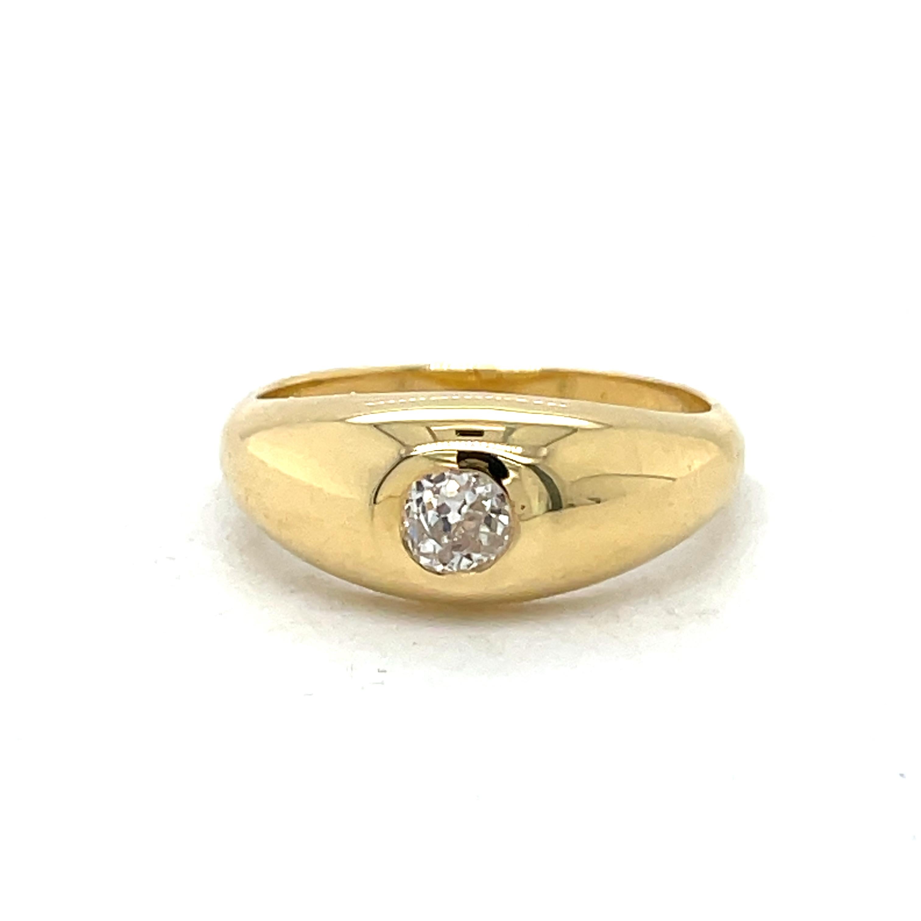 For Sale:  Dome Gold ring, Bezel set, 0.3CT Old Mine Diamond, 18k Gold, vintage stayle ring 2