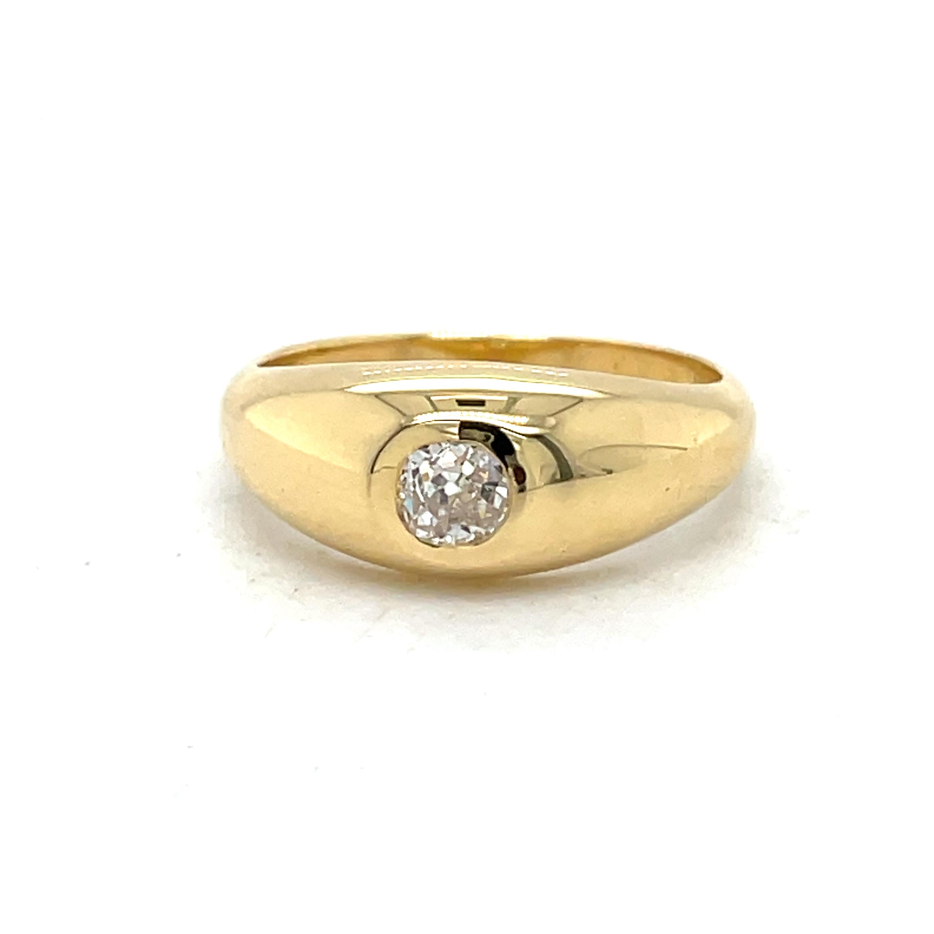 For Sale:  Dome Gold ring, Bezel set, 0.3CT Old Mine Diamond, 18k Gold, vintage stayle ring 3