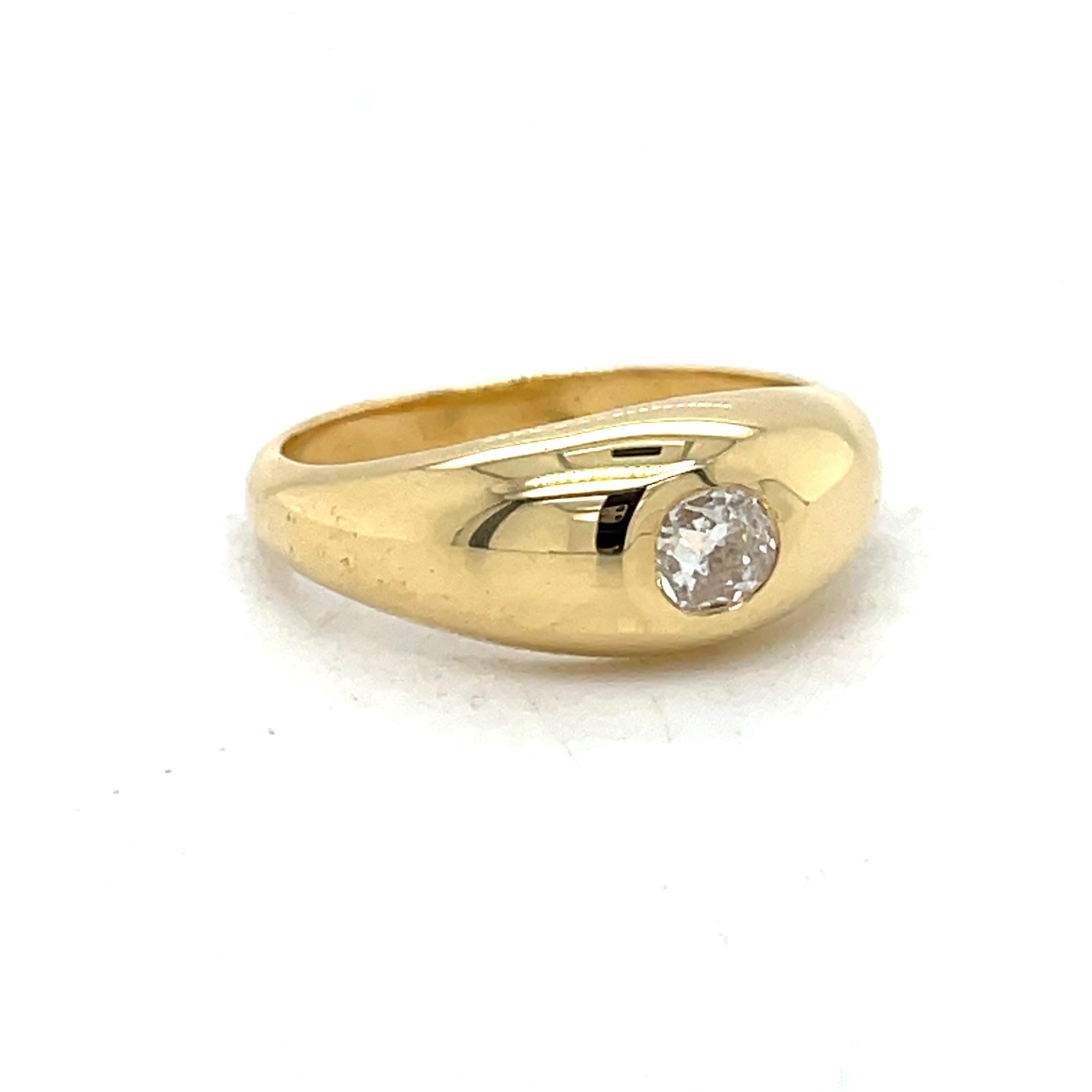 For Sale:  Dome Gold ring, Bezel set, 0.3CT Old Mine Diamond, 18k Gold, vintage stayle ring 4