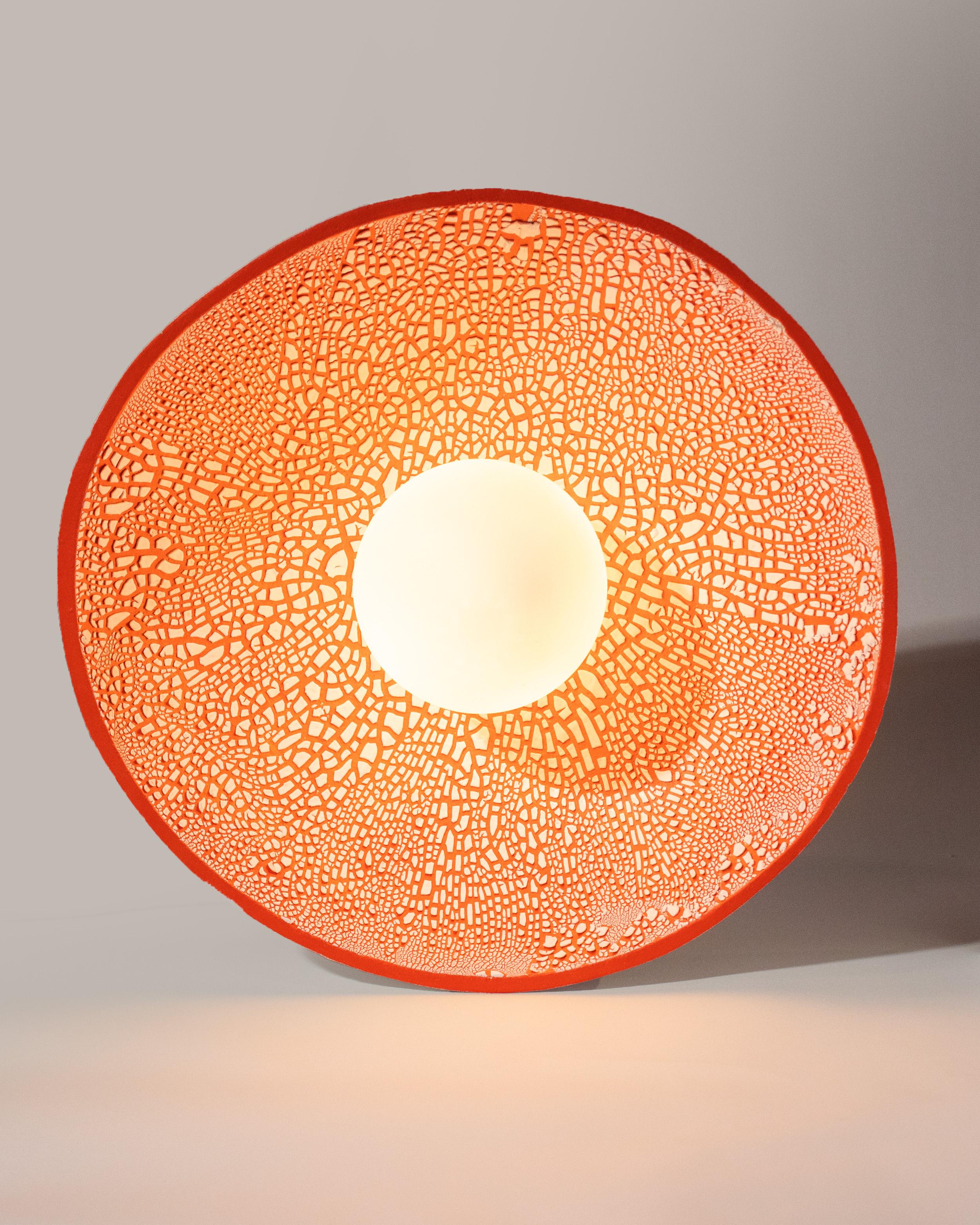 Aplique de pared Dome Orange de cerámica con forma orgánica hecho a mano by Streicher Goods Estadounidense en venta