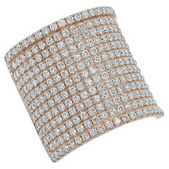 Dome Pave 2.85 Total Carat Round Diamond Long Wide Rose Gold Cocktail Ring