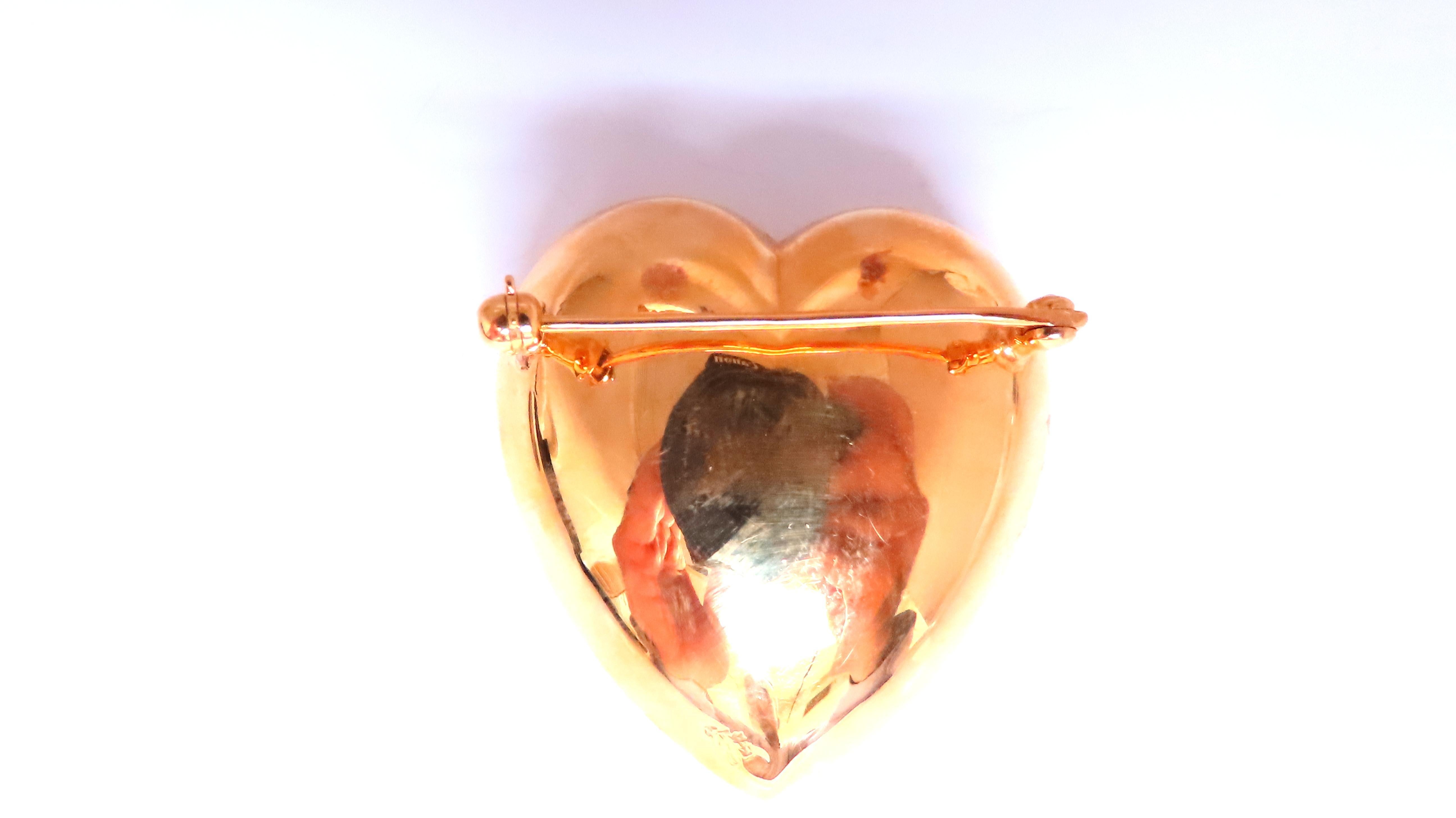 Contemporary Dome Puff Heart Pin 14kt gold 12539 For Sale