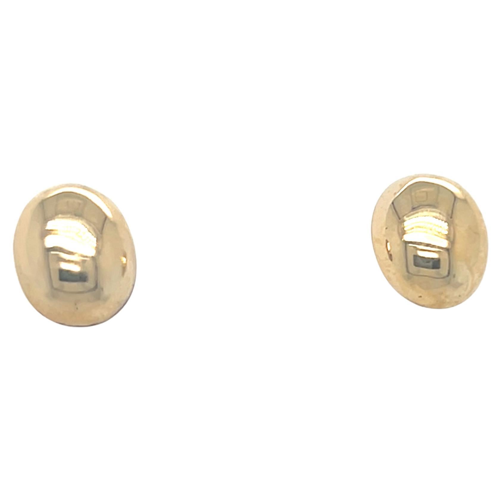 Dome Puffy Oval Stud Earrings 14k Yellow Gold