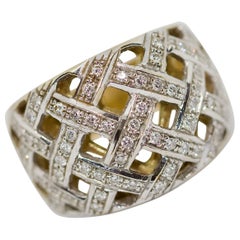 Vintage Dome Ring, 18 Karat Gold with Diamonds