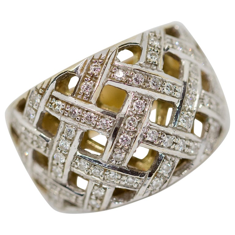 Dome Ring, 18 Karat Gold with Diamonds For Sale at 1stDibs
