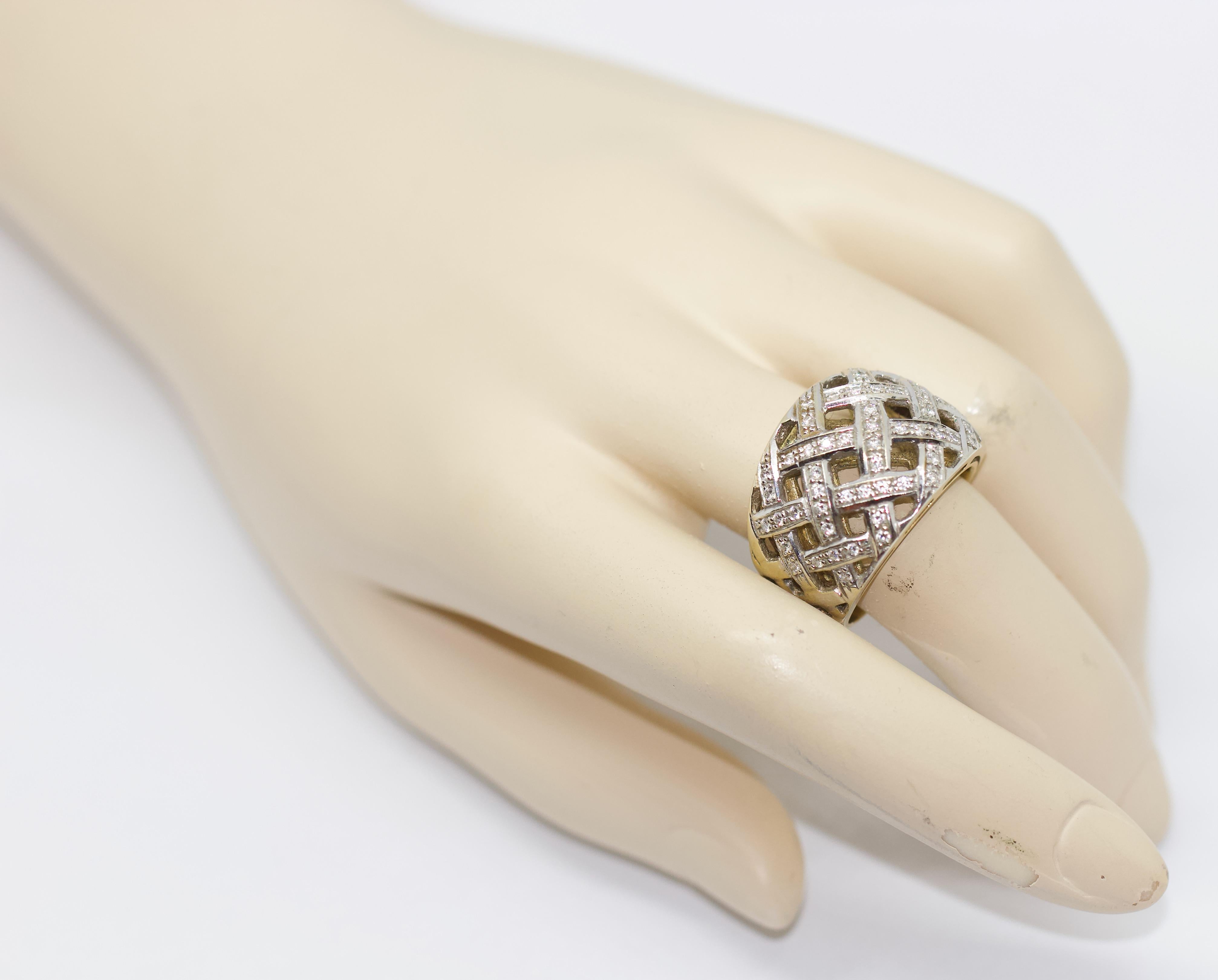 Modern Dome Ring, 18 Karat Gold with Diamonds For Sale