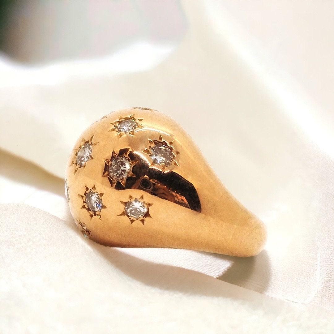 Brilliant Cut Dome Ring 18K Rose Gold For Sale