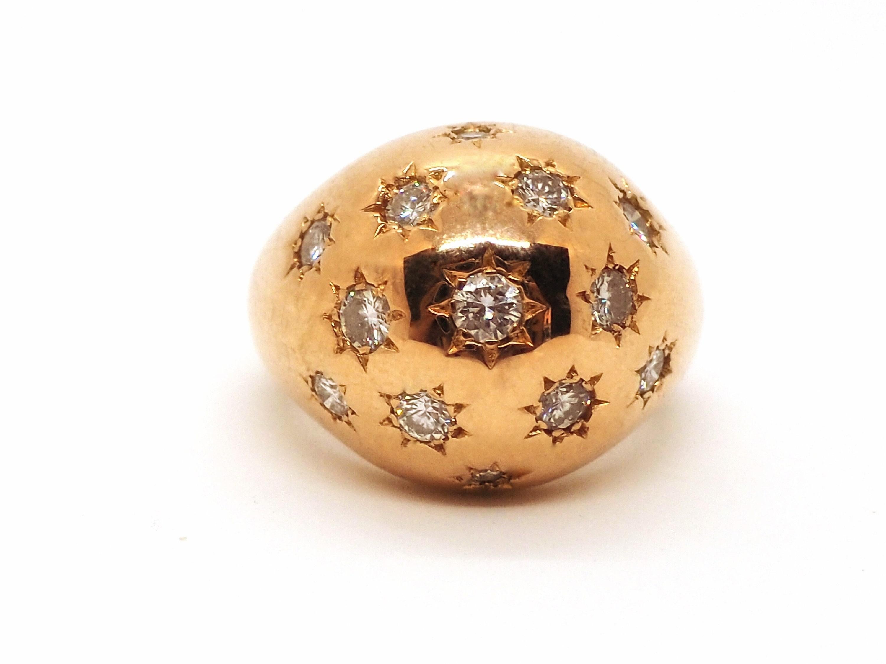 Women's Dome Ring 18K Rose Gold For Sale