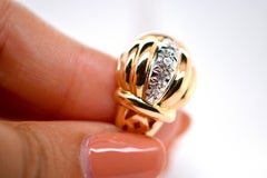 Dome Ring 5 Diamonds Art Deco Style Yellow Gold 18 Karat