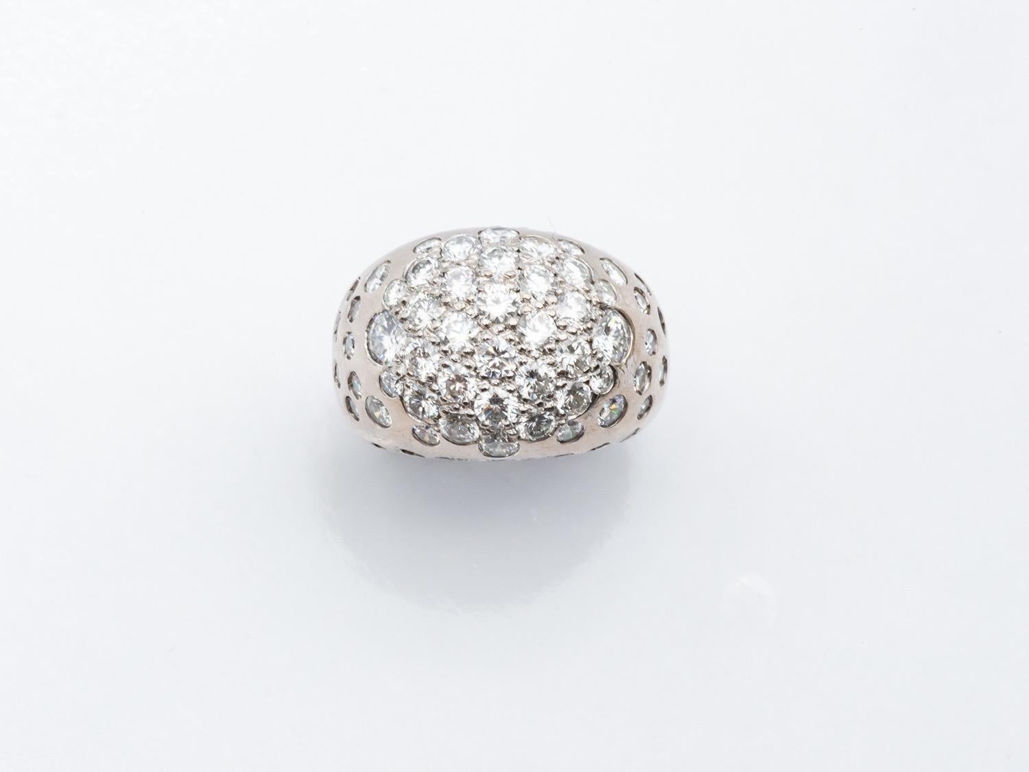 Modern Dome Ring 54 Brilliant Cut Diamonds Gold 18 Karat For Sale