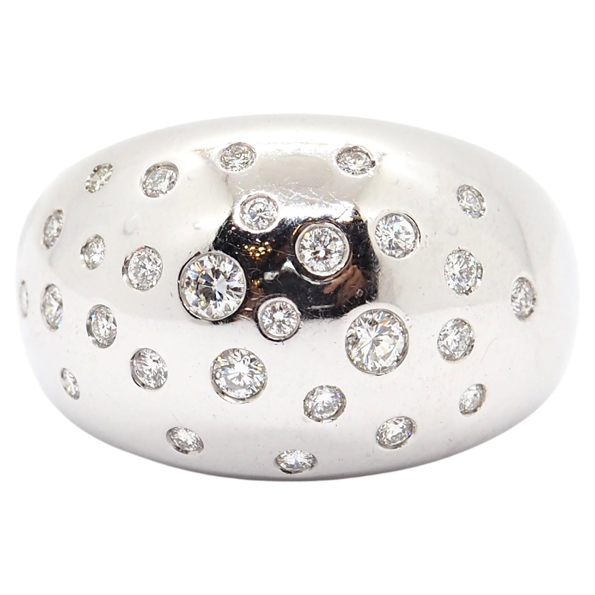 Dome Diamonds Ring 18 Karats White Gold  For Sale