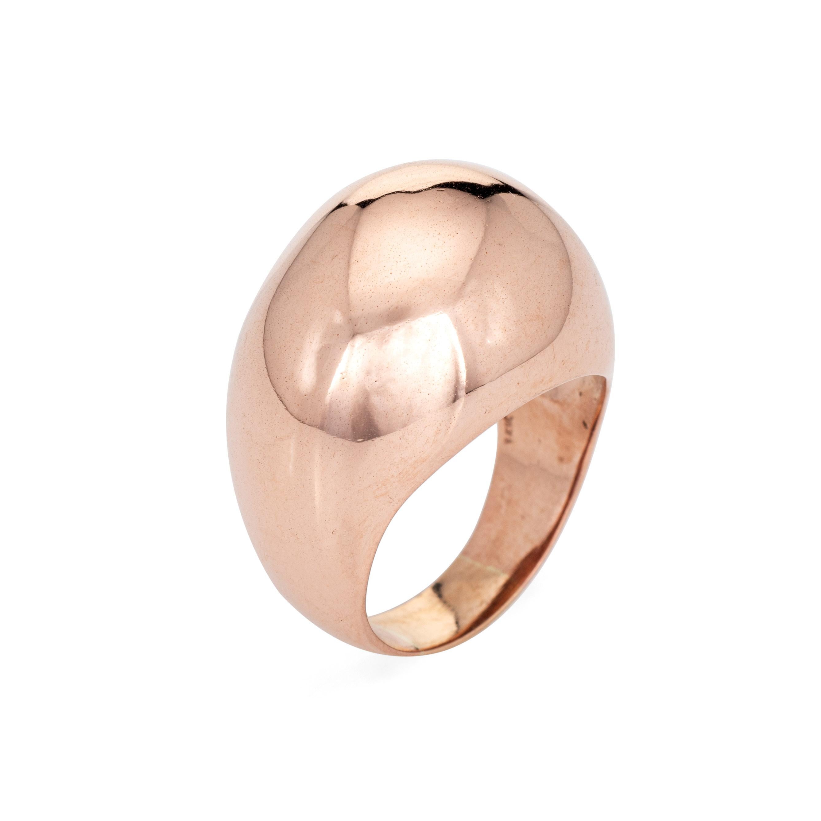 Dome Ring Vintage 14k Rose Gold Wide Cigar Band Statement Jewelry
