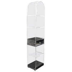 Dome Shape Top 5-Tier One-Drawer Narrow Mirrored Étagère Shelf Unit
