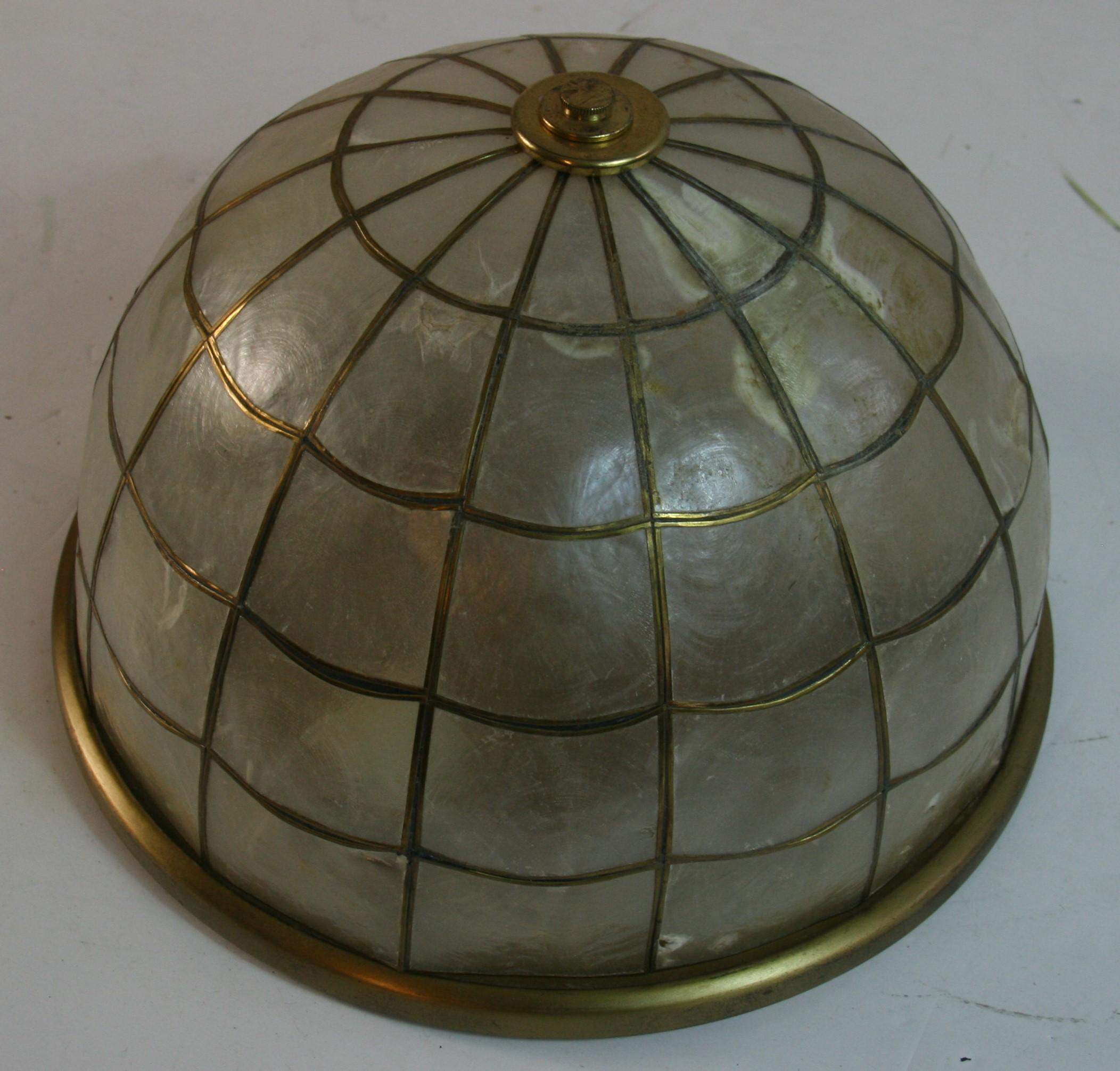 Mid-20th Century Dome  Shaped Capiz Shell Cieling Flush Mount For Sale