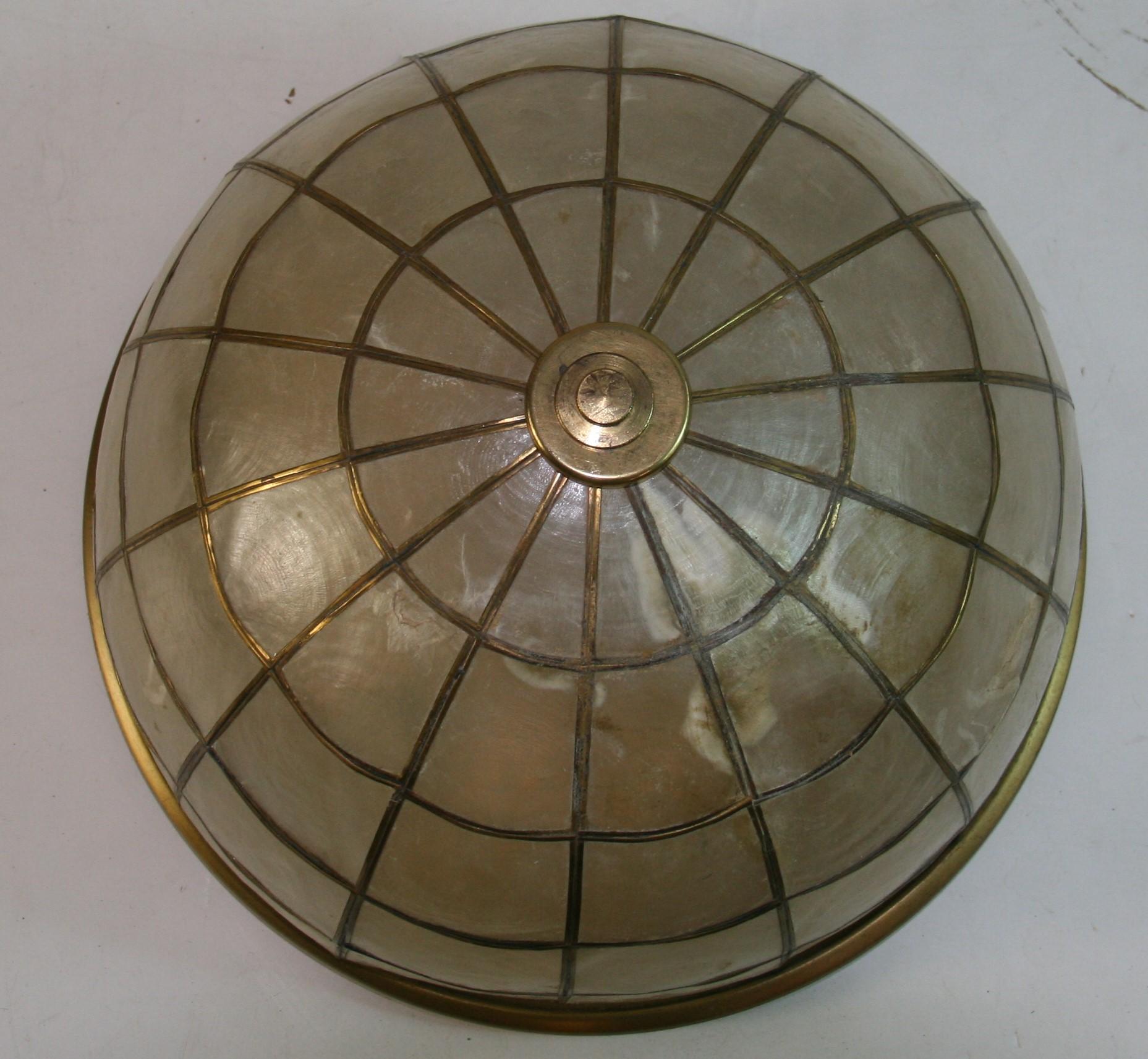 Dome  Shaped Capiz Shell Cieling Flush Mount For Sale 1