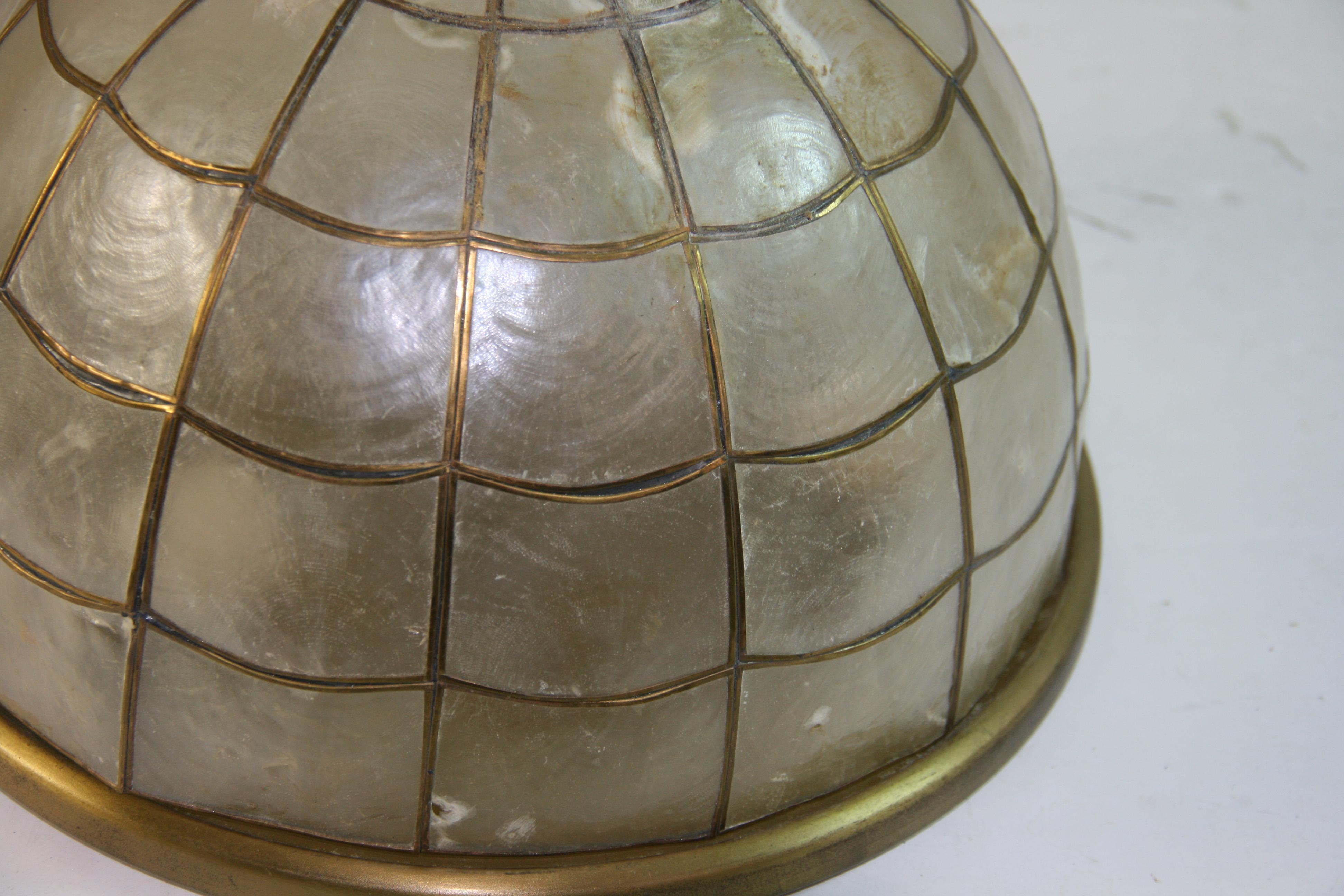 Dome  Shaped Capiz Shell Cieling Flush Mount For Sale 3