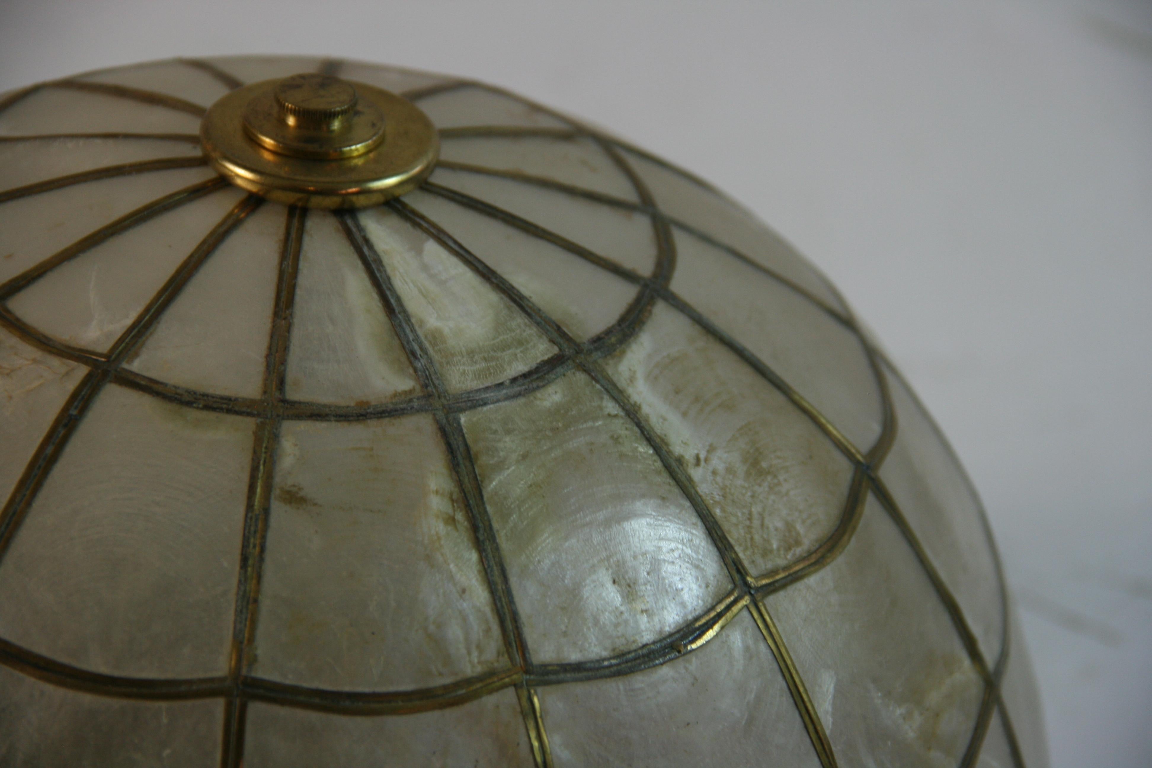Dome  Shaped Capiz Shell Cieling Flush Mount For Sale 4