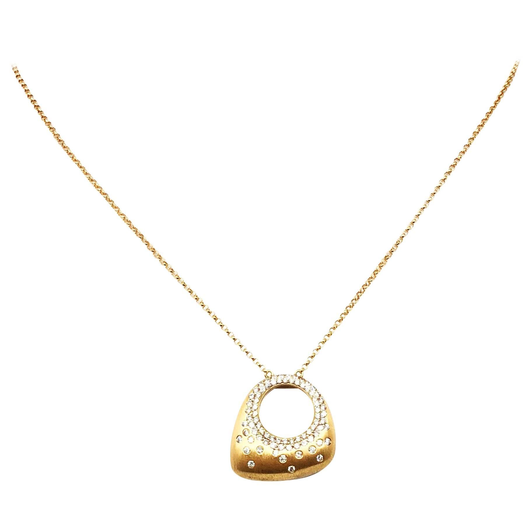 Dome-Shaped Diamond Ring Pendant Necklace For Sale