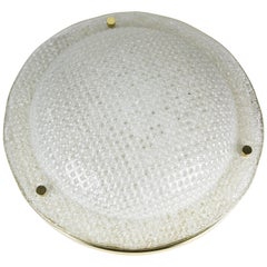 Dome Shaped Flush Mount Light by J.T. Kalmar, Art Glass & Brass, 1970