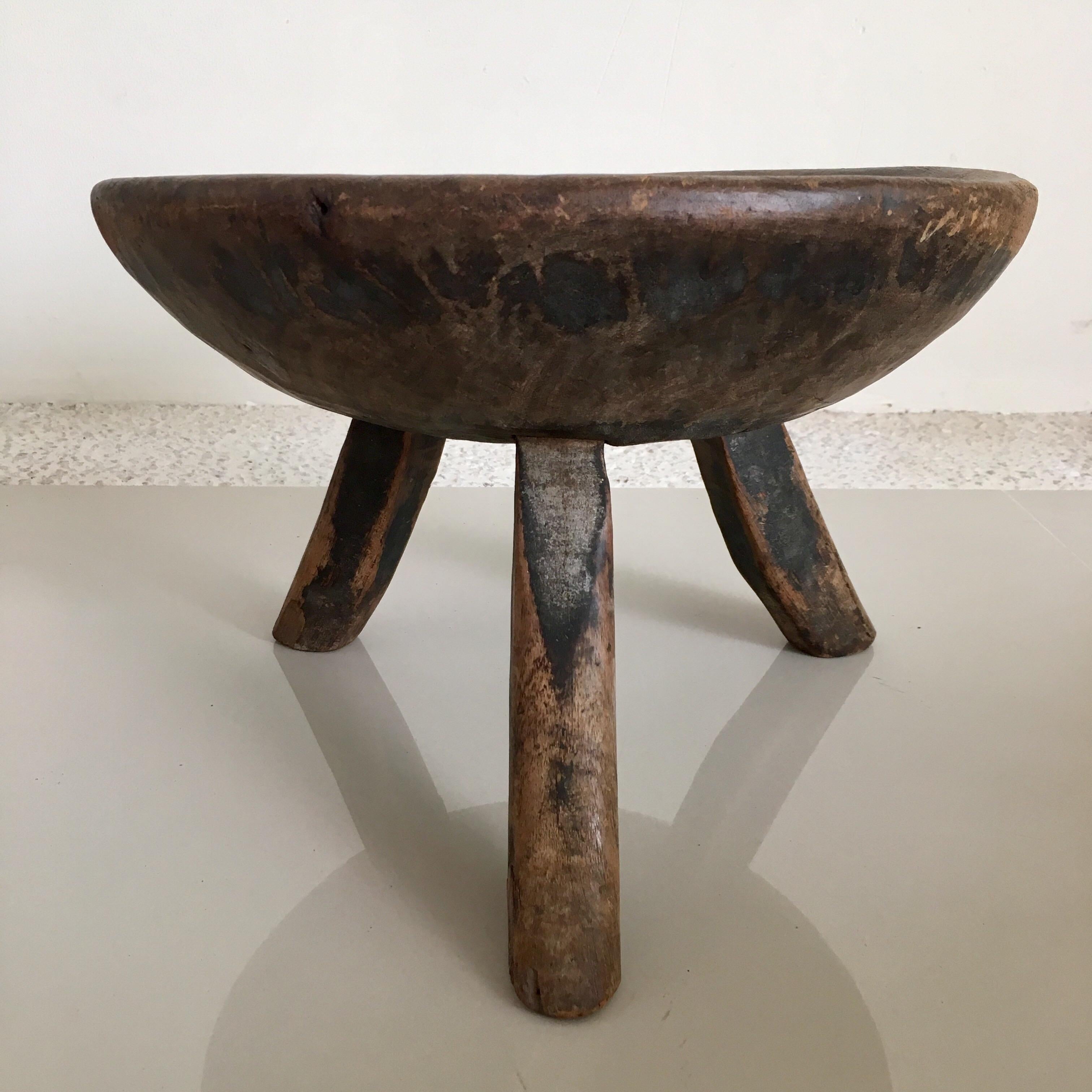Hand-Carved Dome Stool from Mexico