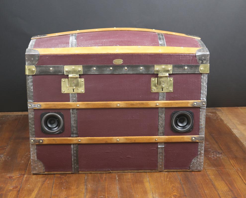 French Dome-Topped Trunk with Bluetooth Loudspeakers For Sale