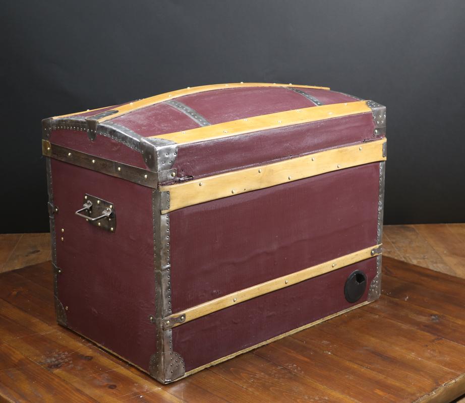 Early 20th Century Dome-Topped Trunk with Bluetooth Loudspeakers For Sale