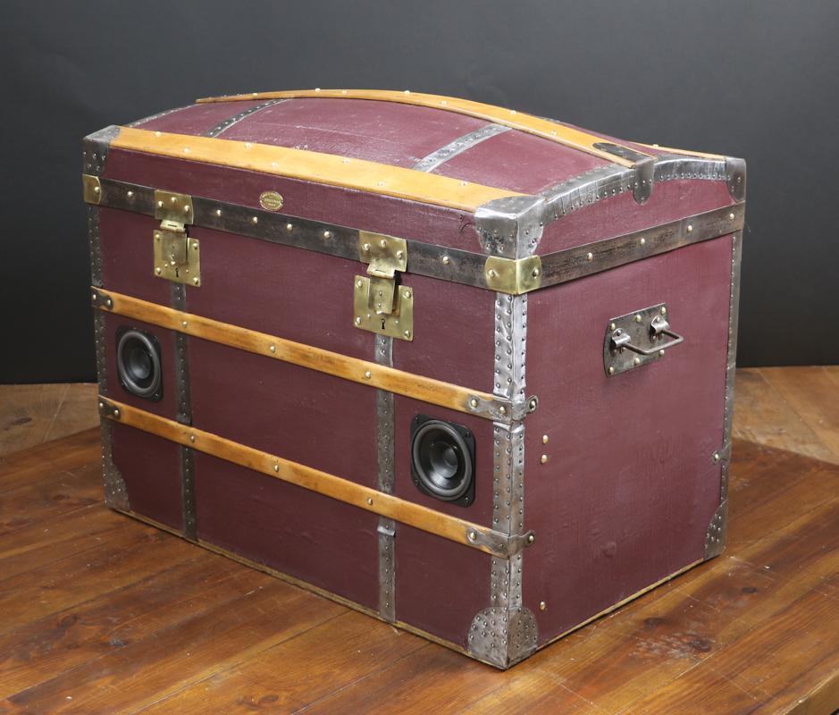 Metal Dome-Topped Trunk with Bluetooth Loudspeakers For Sale