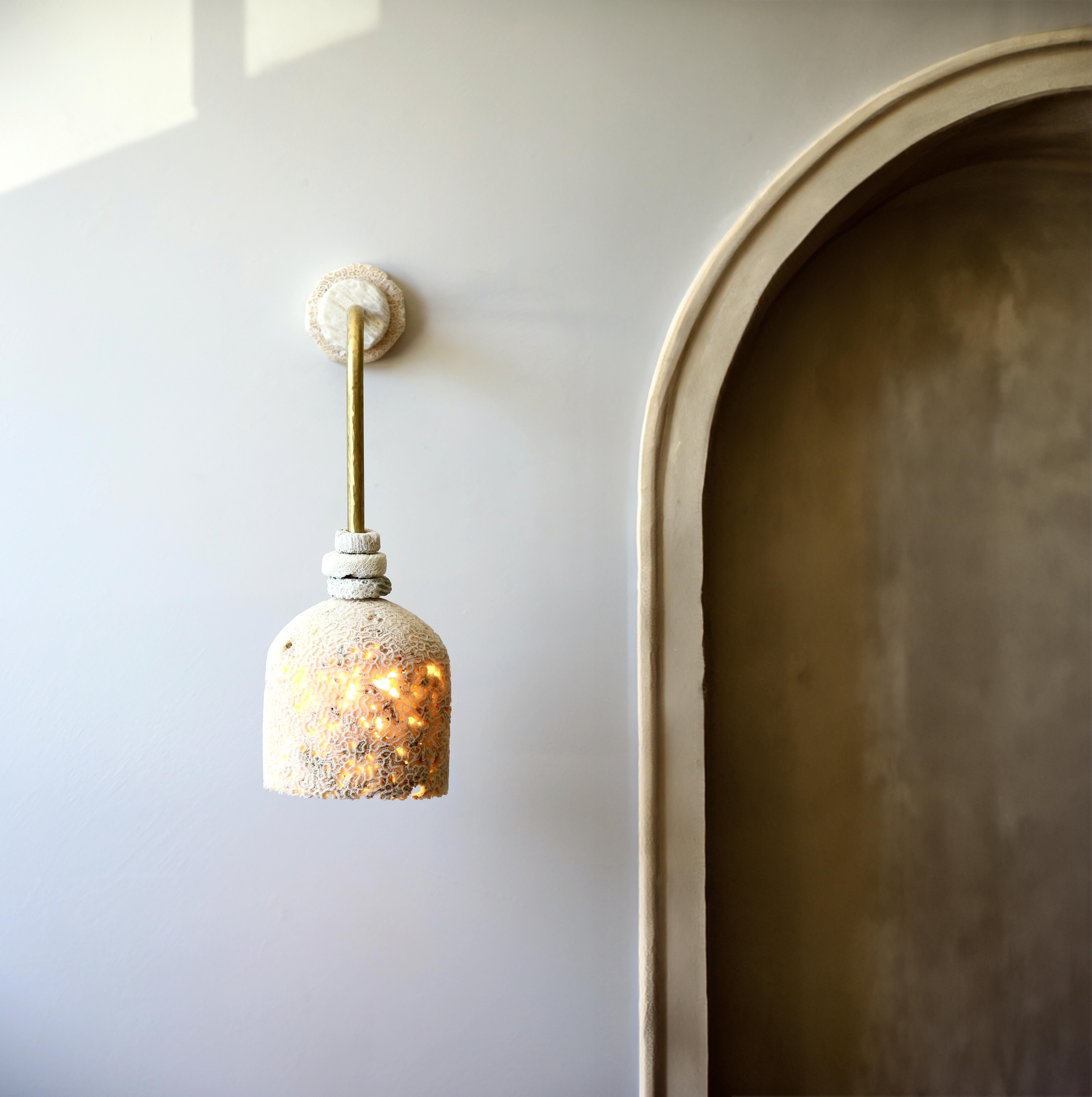 Dome Wall Light ARC by Marovo Island Traders
Dimensions: Ø 14 x H 16 cm. 
Materials: Brass, Stone. 

Also available in Brass or Antique Copper.

All our lamps can be wired according to each country. If sold to the USA, it will be wired for the USA,