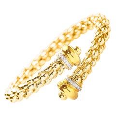 Dome Wrap Bracelet in 18 Karat Yellow Gold Set with Diamonds
