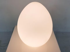 Domec Luminaires Milk Glass Egg-Shaped Table Light, France, 1985