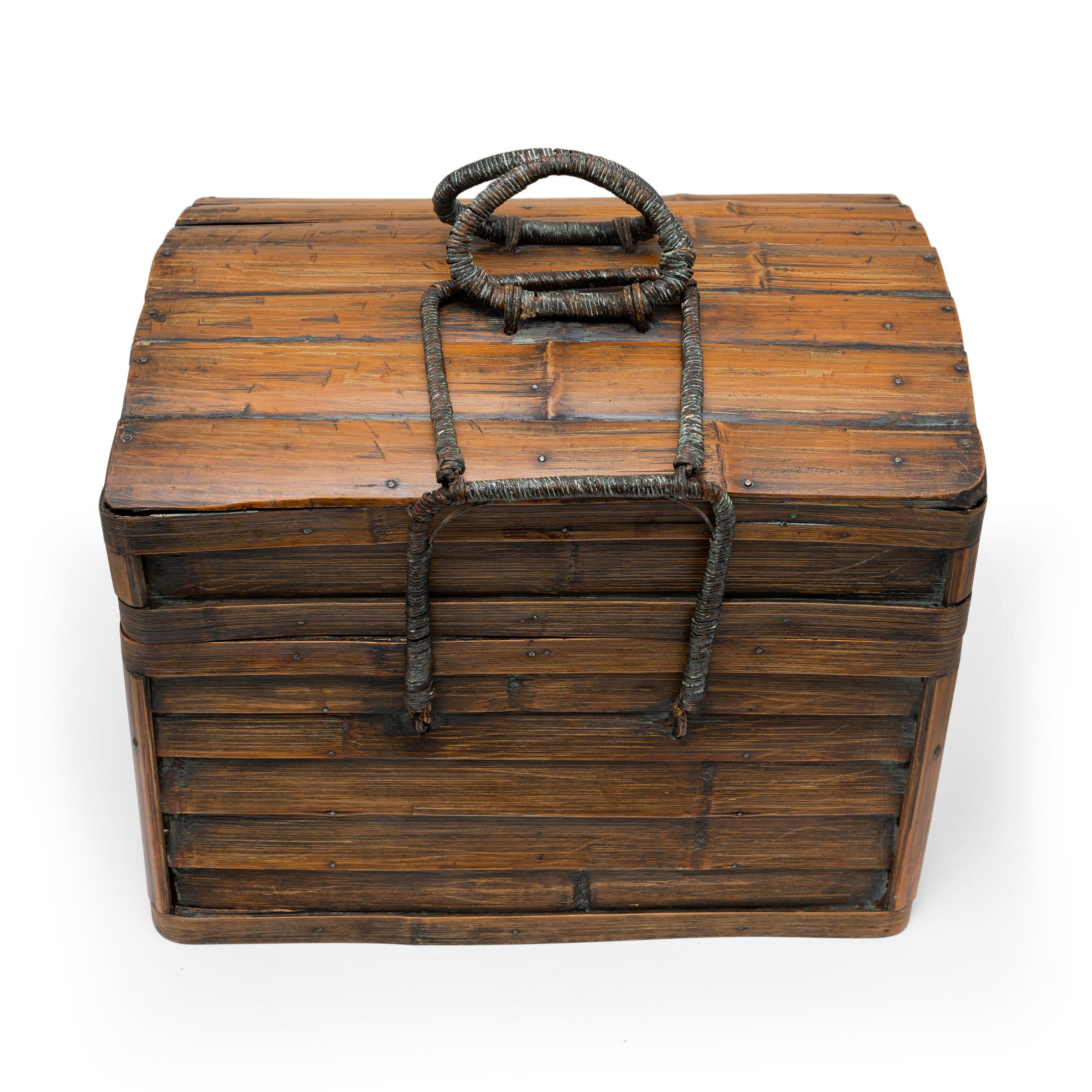 Rustic Domed Bamboo Chest, c. 1900