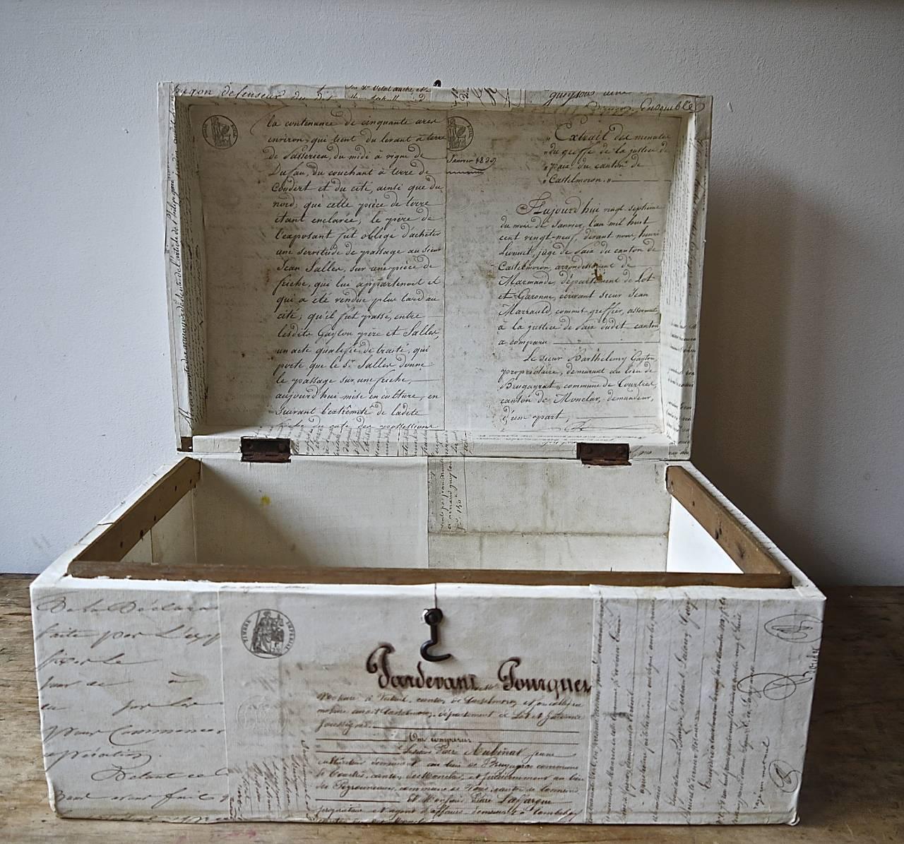 Domed Box Customised with 19th Century Paper Documents French, circa 1860s For Sale 2