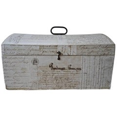 Domed Box Customised with 19th Century Paper Documents French, circa 1860s
