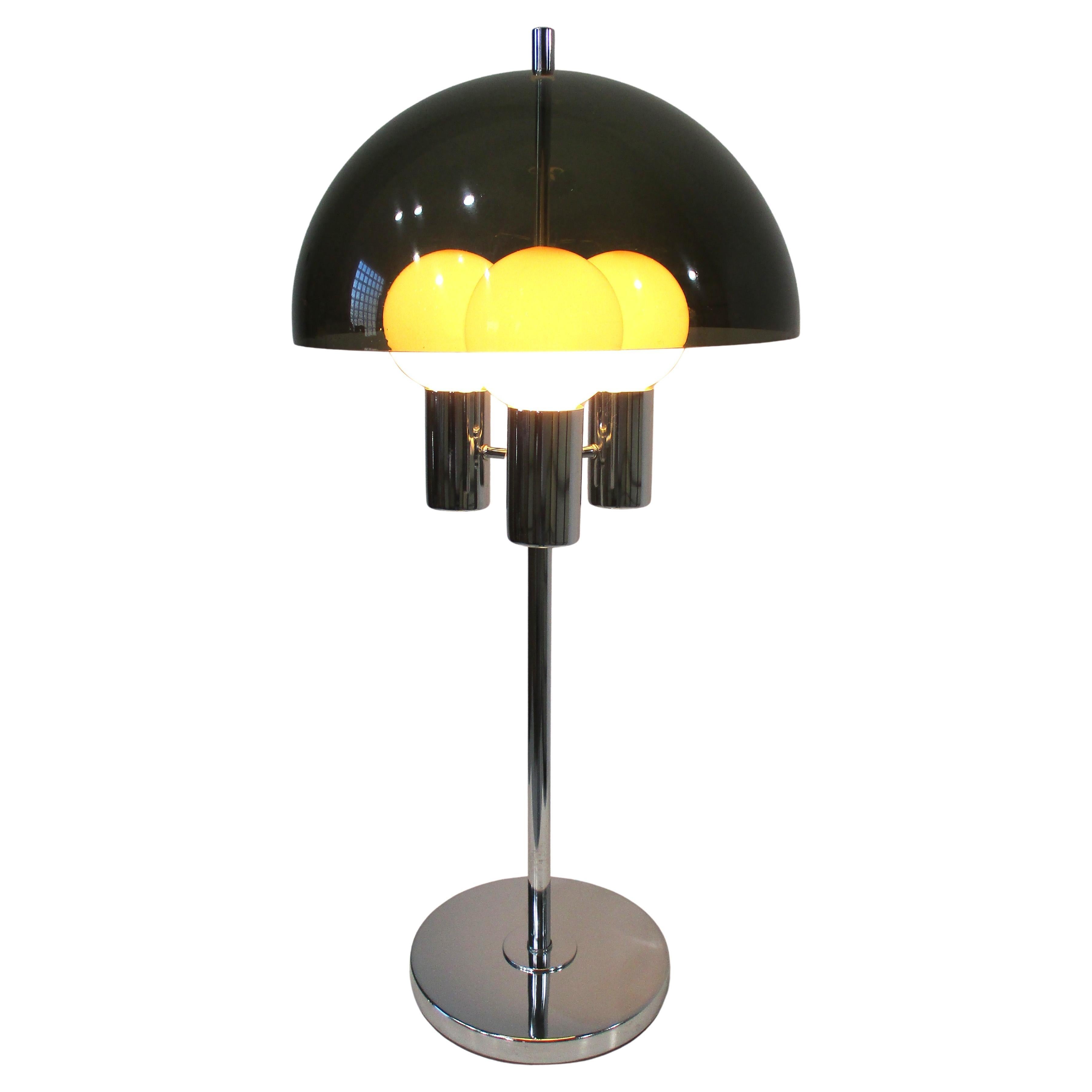Kovacs styled Domed Chrome Space age Mushroom Table Lamp For Sale