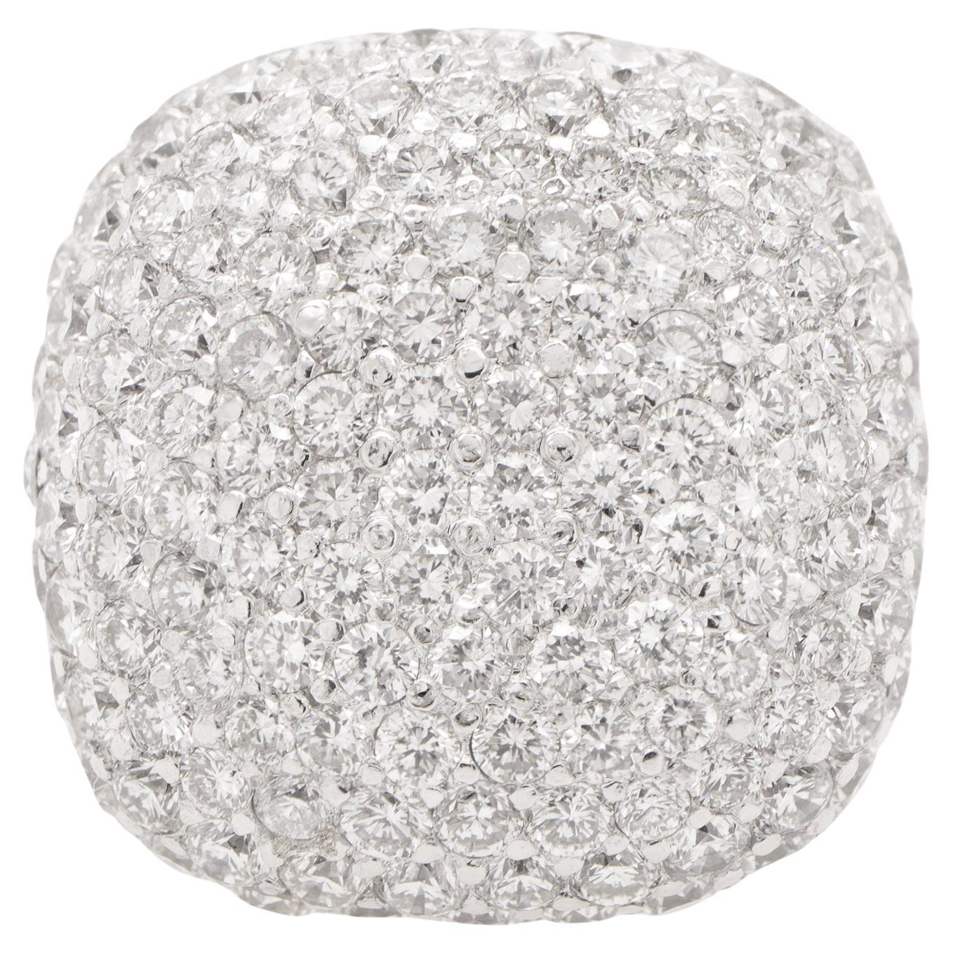 Domed Cluster Diamond Cocktail Ring 2.5 Carats Total 18K White Gold